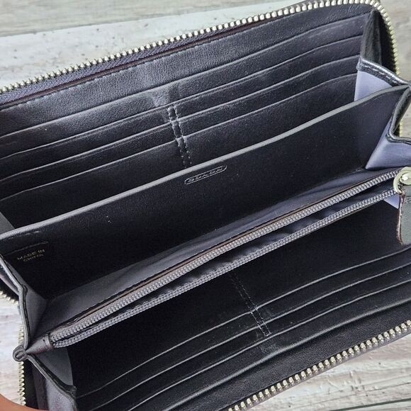 Coach Exotic Vintage Emboss Leather Cobalt Blue Snakeskin Accordion Large Wallet - Picture 5 of 12